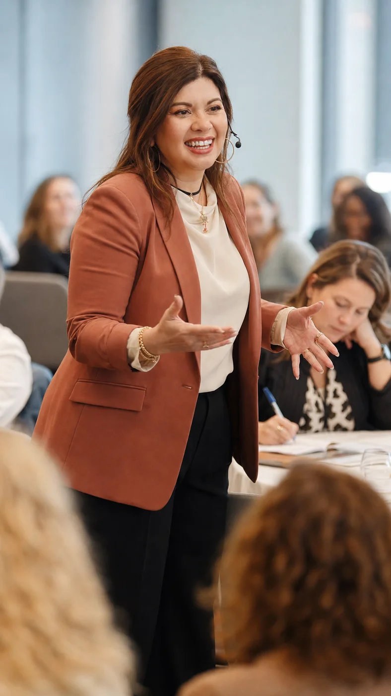 Nani Duran échangeant avec des participants lors d’une conférence